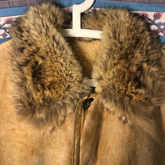 Vintage Canadian Sheepskin Coat With Real Fur Trim - Picture 2 of 7